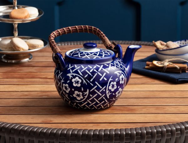 Ravi порцеланов чайник синьо и бяло - Madame Coco