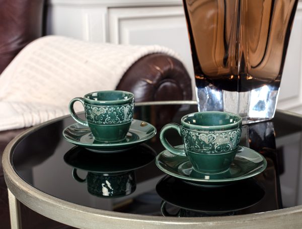 Комплект чаши за кафе Vailant, зелен - Madame Coco